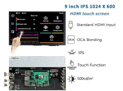 9 inch IPS 1024*600 resolution MINI HDMI &Type C 500nits LCD(HCIKO9OV.CB）